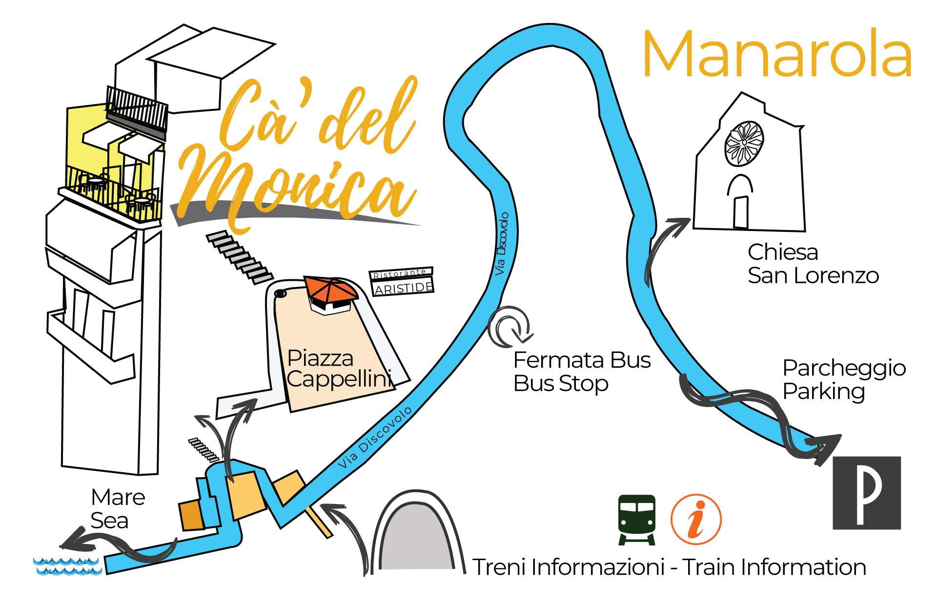 How to reach us in Manarola Cinque terre Ca 'del Monica